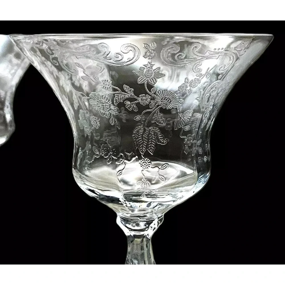 4 Cambridge Chantilly Etch Crystal Elegant Stemware Glasses 3625 Stems 5.75